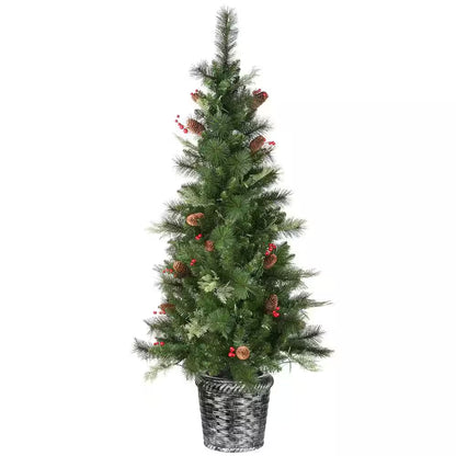 5 Ft. Buzzard Pine Entrance Artificial Christmas Tree with LED Lights