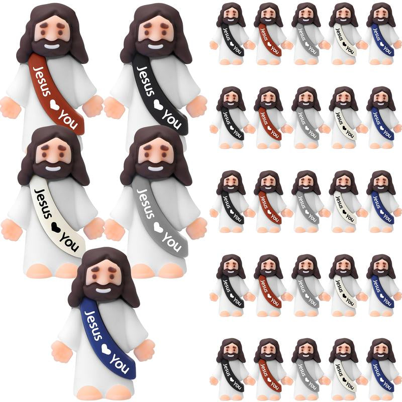 Mini Jesus Figures 25Pcs Little Jesus Figures Cute Jesus Ornament with Jesus Love You Slogan Religious to Hide and Seek Religious Christmas Christian Baptism Gifts