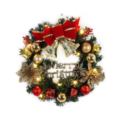 Christmas Wreath for Front Door Gold Window Wall Door Christmas Decorations 2024 Garland Ornament New Year Navidad 2025