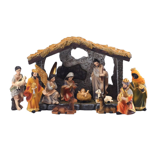 Nativity Scene Set Baby Jesus Christmas Figurines Hand Painted Table Ornament for Xmas Party Christian New Year Xmas Tree Decor