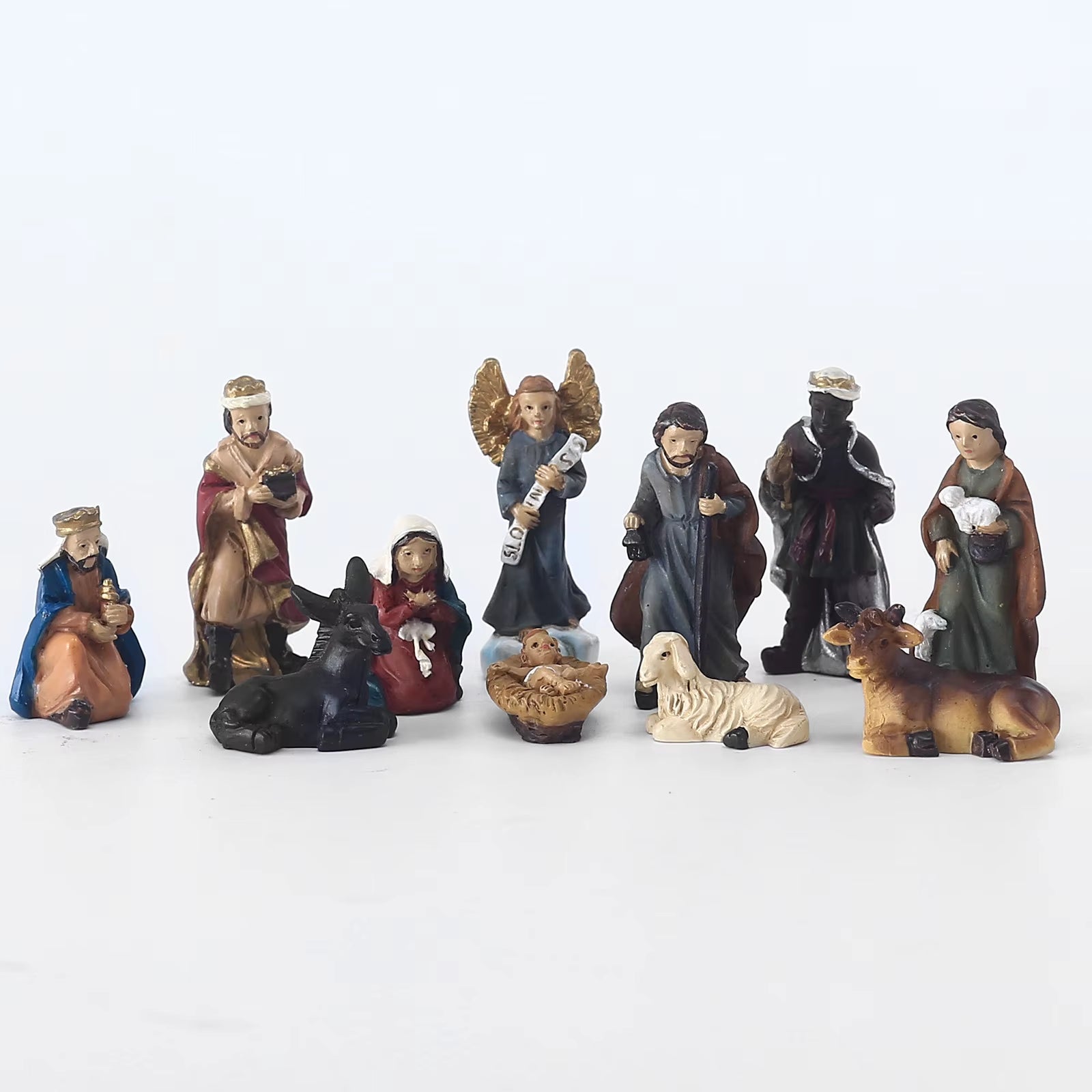 Nativity Scene Set Baby Jesus Christmas Figurines Hand Painted Table Ornament for Xmas Party Christian New Year Xmas Tree Decor