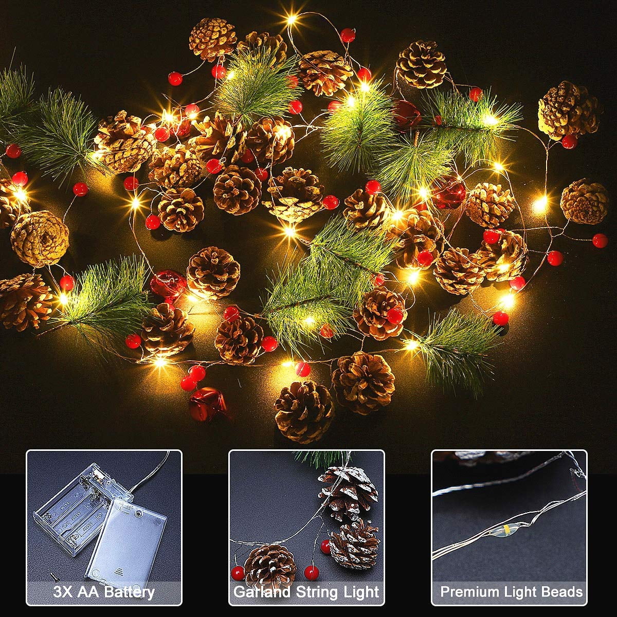 Clear LED String Lights Holiday Lightings, 6.5' (20 Count)