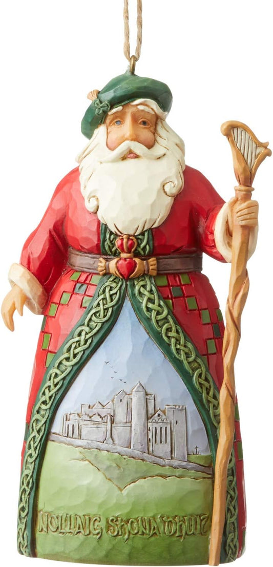 Jim Shore Heartwood Creek Santa'S around the World Irish Hanging Ornament, 4.72 Inch, Multicolor