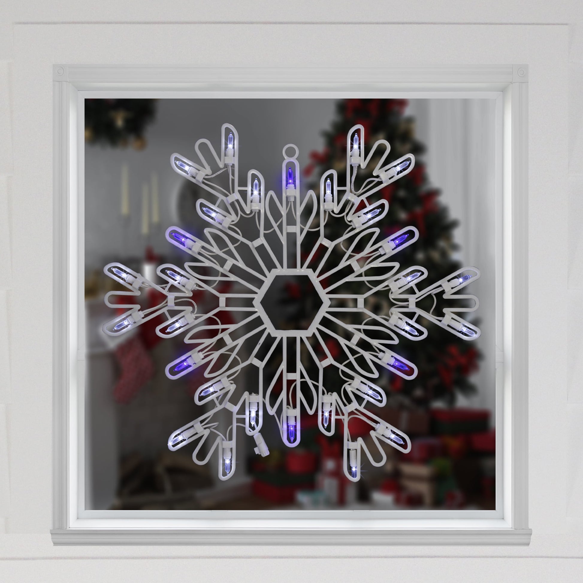 15" LED Lighted Snowflake Christmas Window Silhouette - Pure White/Blue