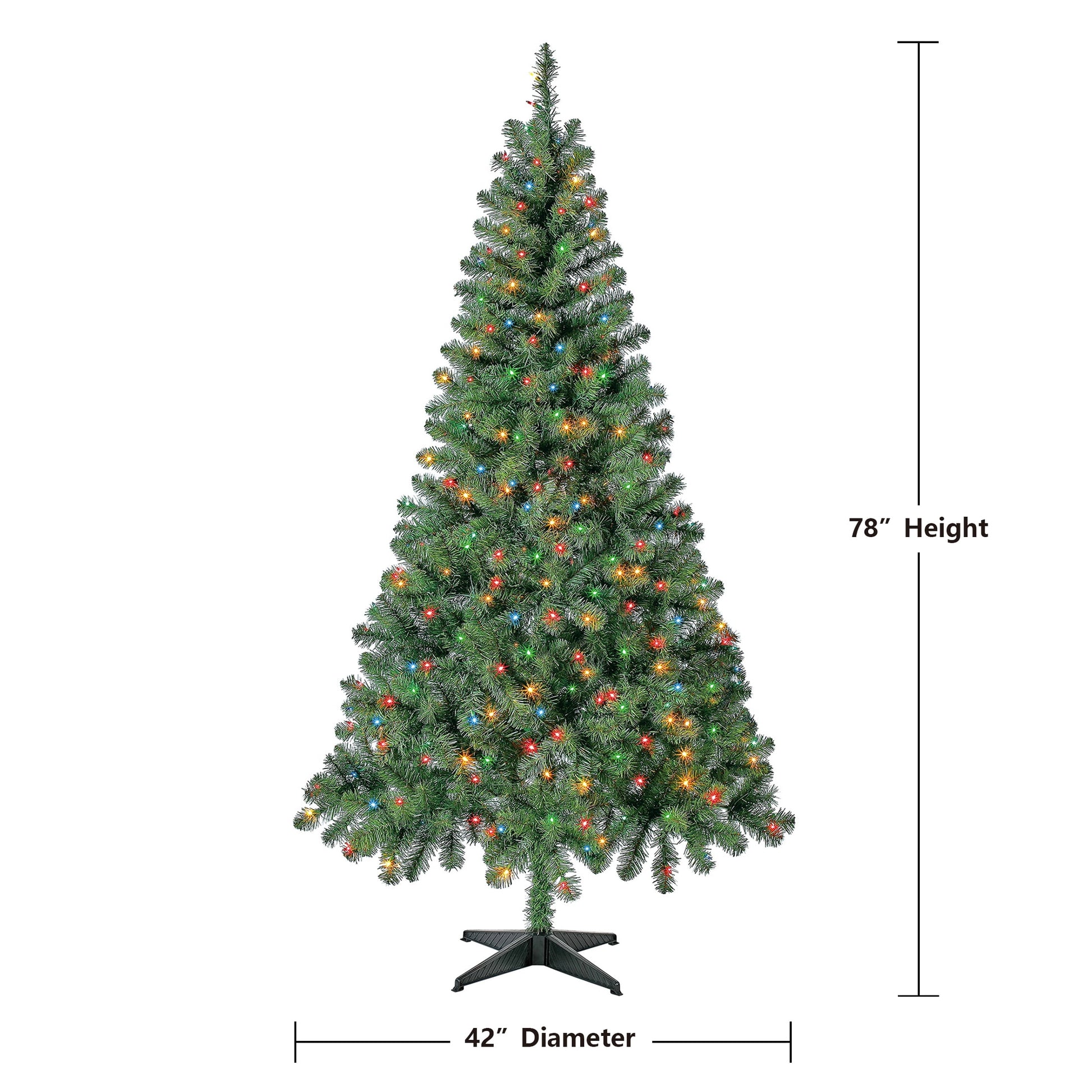 6.5 Ft Pre-Lit Madison Pine Artificial Christmas Tree with 250 Color-Changing LED Lights and Stand, by