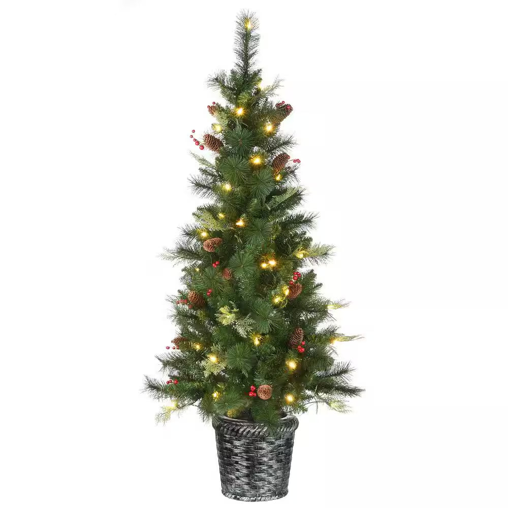 5 Ft. Buzzard Pine Entrance Artificial Christmas Tree with LED Lights