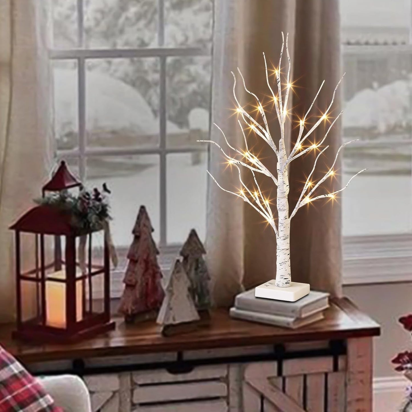 Lighted Tree, White Birch Tree with LED Lights, Prelit Artificial Tree with Timer, Centerpiece Tree Light for Christmas Decorations, Light up Tabletop Tree Home Decor (2 FT, Warm White)