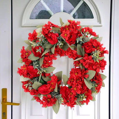 40Cm Artificial Peony Wreath Garland Home Decor Simulation Flowers Wedding Wreath for Front Door Decoration Handmade Garland