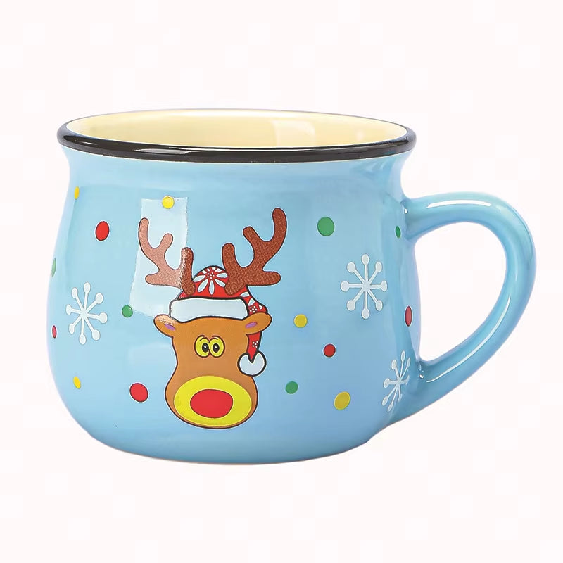 Ceramic Christmas Mousse Mug Cartoon Santa Cup Coffee Cup for Office Home Baking Dessert Breakfast Milk Mug for Kids Xmas Gift