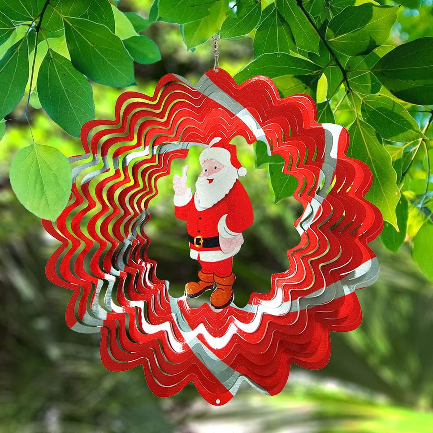 Wind Spinner 3D Stainless Steel Christmas Decoration Garden Decoration Indoor Outdoor Hanging Ornament Worth Gift 12Inch Santa Claus Metal Wind Spinners