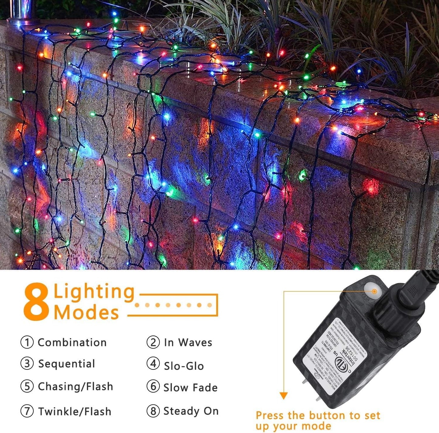 Christmas Lights 100FT 300 LED String Lights with 8 Modes Timer Connectable Waterproof Plug-In Fairy Lights for Home, Garden, Party, Holiday, Tree, Christmas Decorations (Multicolor)