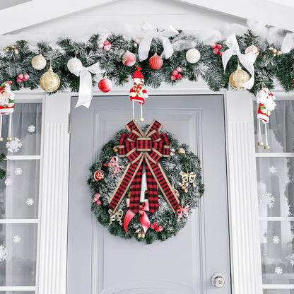 Christmas Bow Large Buffalo Plaid Bow Christmas Wreath Bow Xmas Checkered Bow Holiday Christmas Bows for Christmas Tree Crafts DIY Bow Decoration(Red and Black, 11.4 X 20.9 Inches)