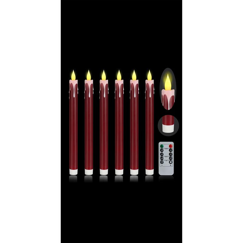 Flameless Taper Candles 6 Pack 10.6" Dripless Ivory Battery Operated Window Candles Included Remote Timer 400+ Hours by 2AA Batteries for Home Decor Christmas Christmas Wedding(Ivory,6 Pack)