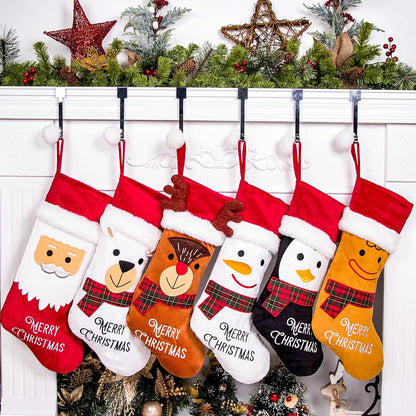 Christmas Stockings Set of 6 20.5” Large Xmas Stocking Velvet Luxury Classic Hanging Ornament Decorations for Family Holiday Season Decor