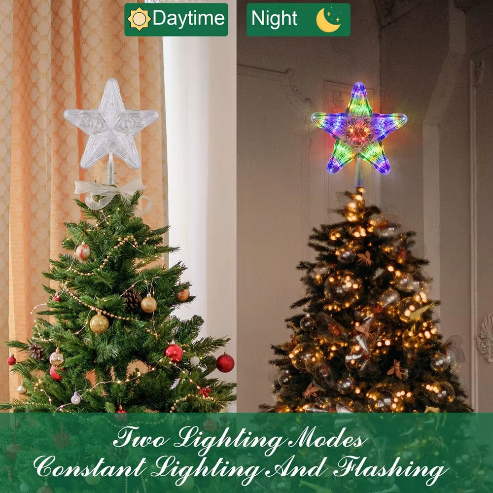 Christmas Star Tree Topper Light Treetop Christmas Decoration Light Bethlehem Star Battery and Plug Powered for Home Decor Party