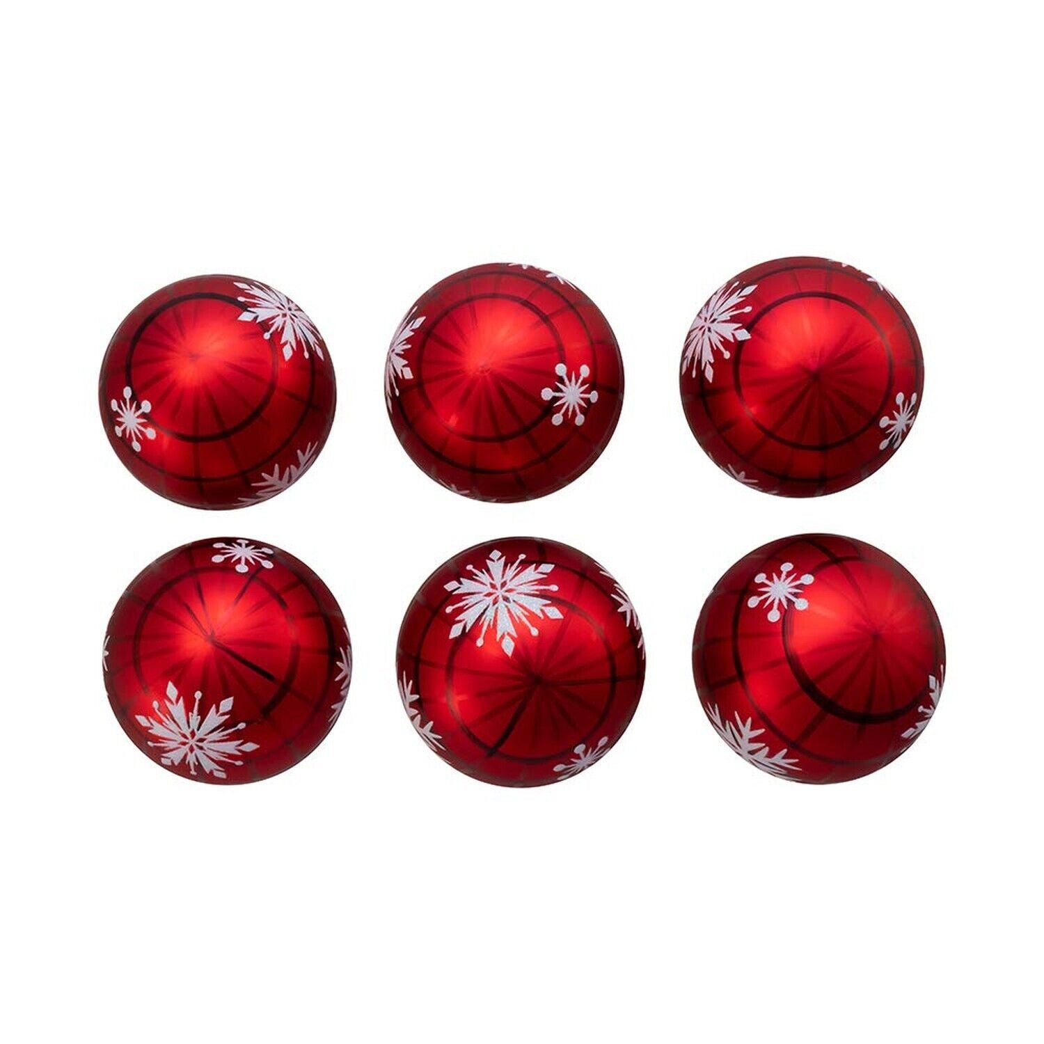 Kurt S. Adler Kurt Adler 80MM Plaid with Snowflakes Glass Ball, 6 Piece Box O...