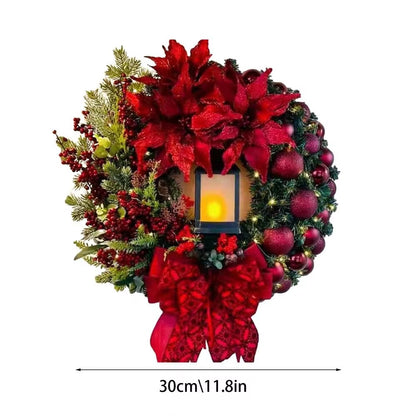 Christmas Wreath Decoration 11.8Inch/30Cm Lighted Decorations Christmas Artificial Wreath Holiday Festival Supplies Front Door