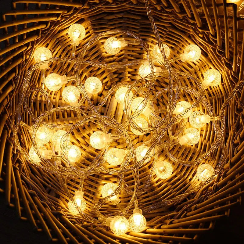 3M LED Light Crystal Ball Outdoor Garden Camping Light String 20 LED Lights Waterproof Garland Light Ramadan Decorations