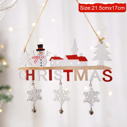 Gnome Santa Claus Wooden Hanging Ornament 2024 Merry Christmas Decoration for Home Door Xmas Tree Pendants Navidad New Year 2025