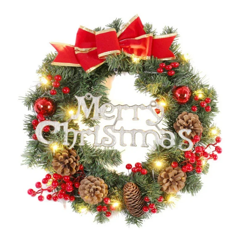 Christmas Wreath for Front Door Gold Window Wall Door Christmas Decorations 2024 Garland Ornament New Year Navidad 2025