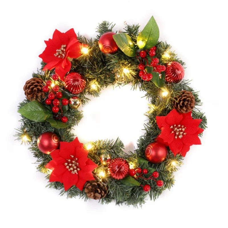 Christmas Wreath for Front Door Gold Window Wall Door Christmas Decorations 2024 Garland Ornament New Year Navidad 2025