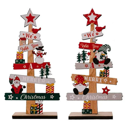 Desktop Christmas Tree Santa Claus DIY Decoration Wooden Christmas Signs Plaque Xmas Decoration 2024 New Years Party Gifts