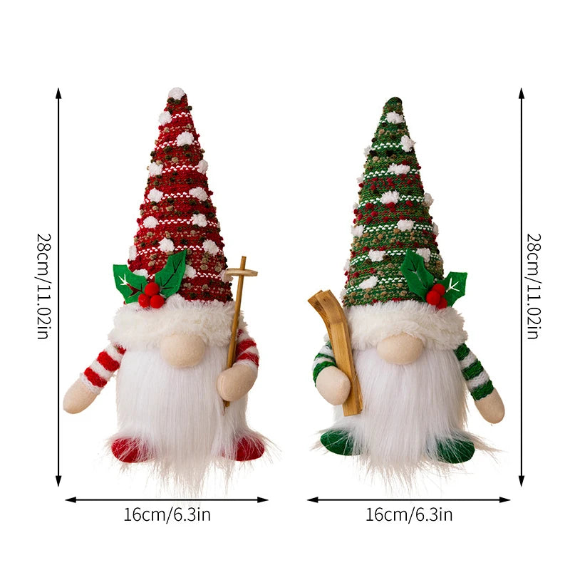 Allilit 2024 Christmas Doll Sled Elf Ski Gnome with Led Light Christmas Decorations for Home Xmas 2024 New Year 28Cm