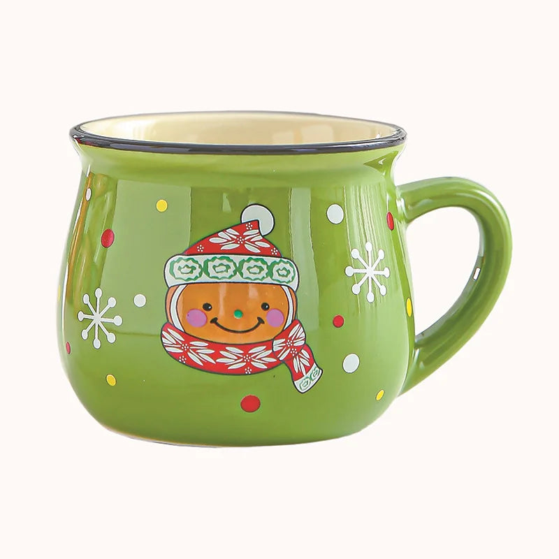 Ceramic Christmas Mousse Mug Cartoon Santa Cup Coffee Cup for Office Home Baking Dessert Breakfast Milk Mug for Kids Xmas Gift