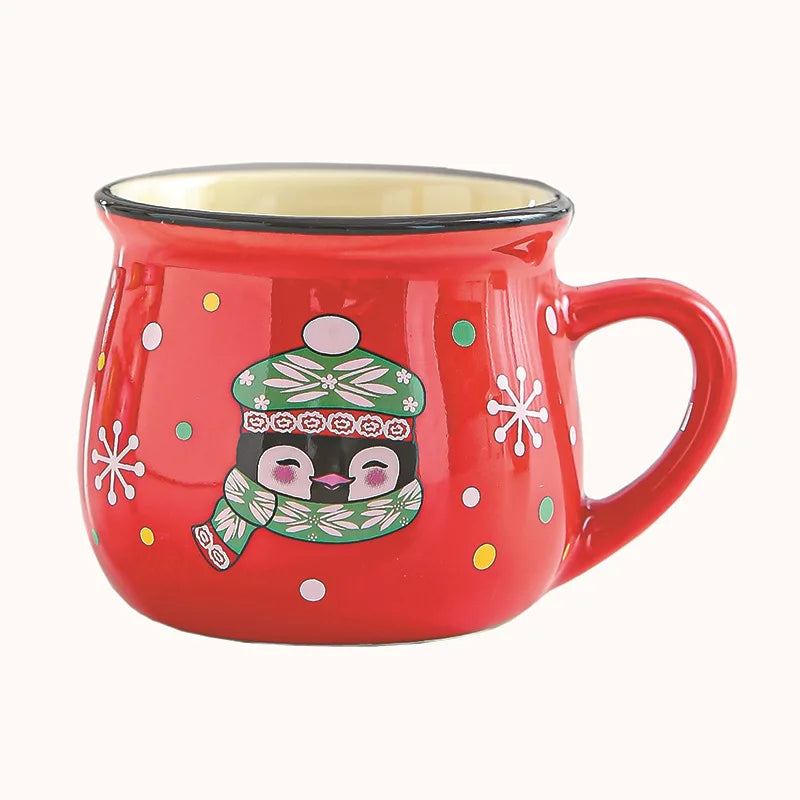 Ceramic Christmas Mousse Mug Cartoon Santa Cup Coffee Cup for Office Home Baking Dessert Breakfast Milk Mug for Kids Xmas Gift