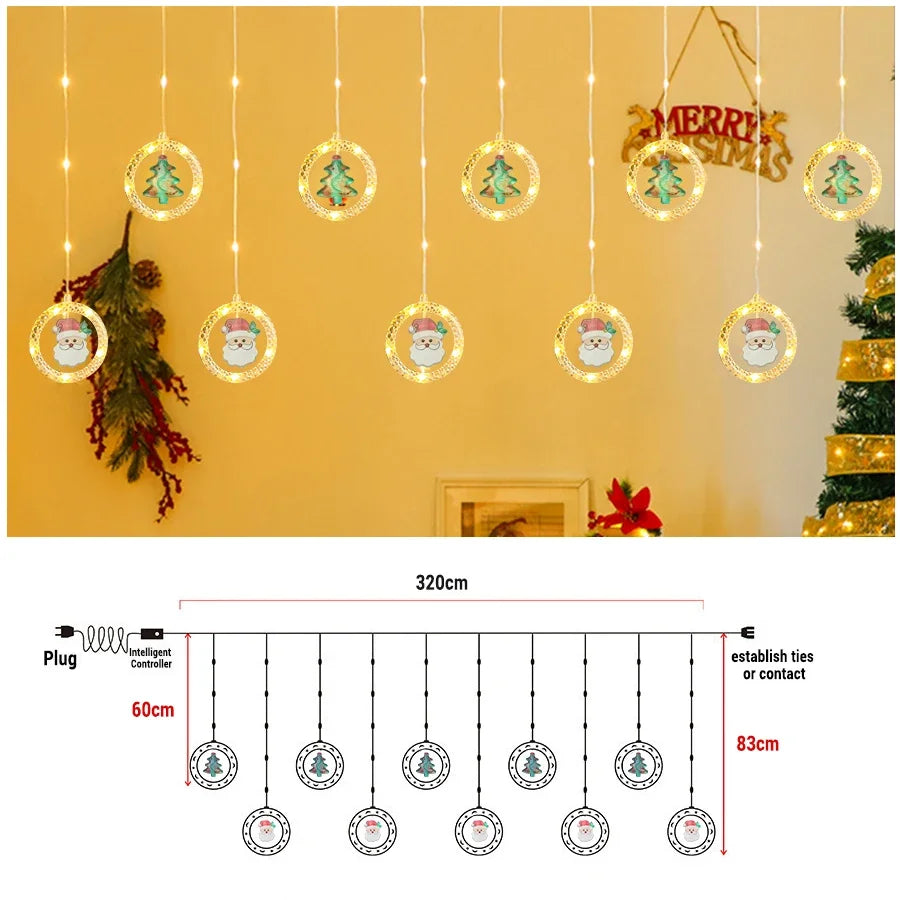 Christmas Star Window Lights Indoor Bedroom Curtain Decor Atmosphere Lamp with Remote LED Christmas Decor Curtain String Lights