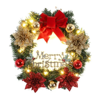 Christmas Wreath for Front Door Gold Window Wall Door Christmas Decorations 2024 Garland Ornament New Year Navidad 2025