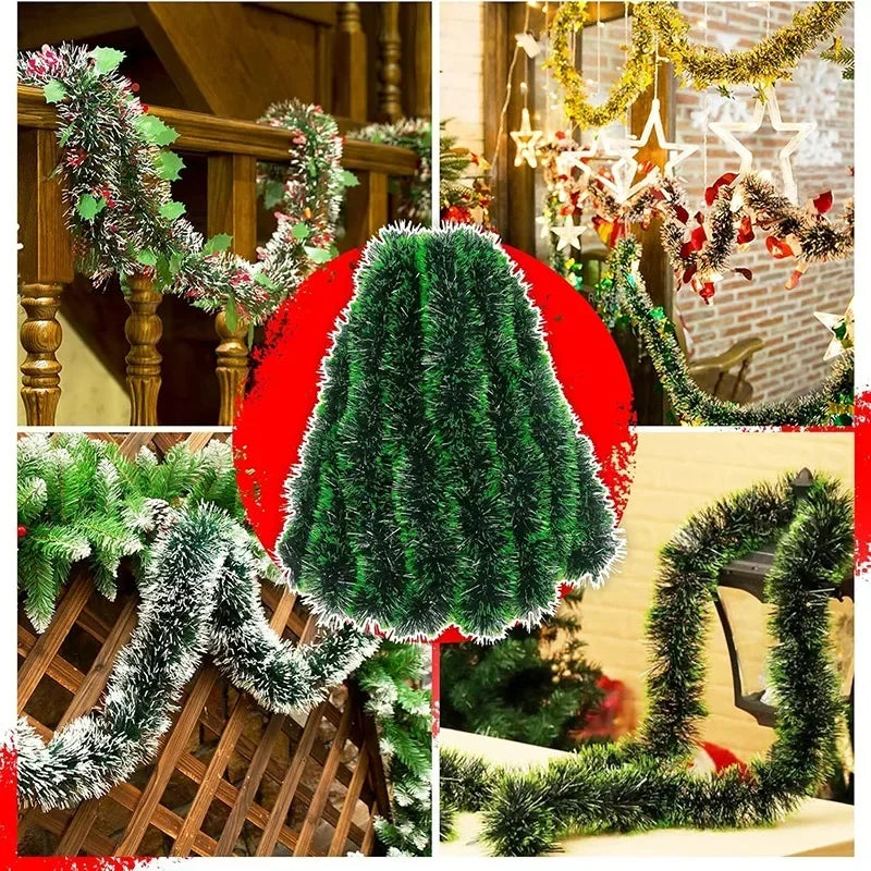 Christmas Green Cane Ribbons Garland DIY Xmas Tree Ornaments Green Cane Ribbons Wreath Hanging Pendent Home Party Decoration