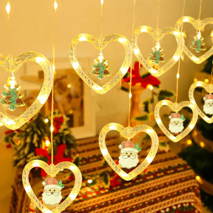 Christmas Star Window Lights Indoor Bedroom Curtain Decor Atmosphere Lamp with Remote LED Christmas Decor Curtain String Lights