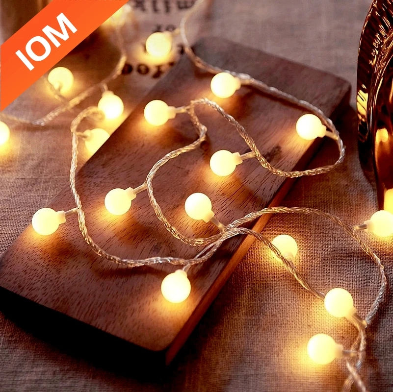 10M Usb/Battery Power Ball LED String Lights Garland Lights Outdoor Lamp Wedding Garden Fairy Lights Christmas Decoration