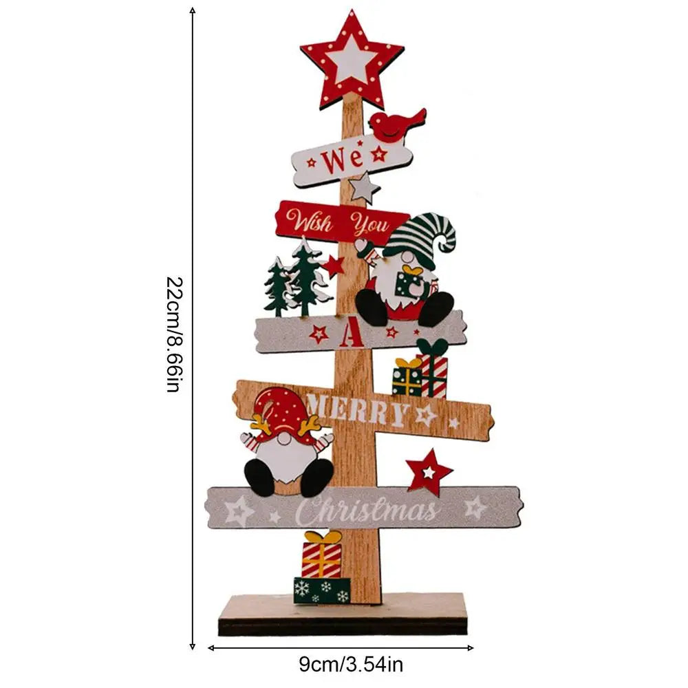 Desktop Christmas Tree Santa Claus DIY Decoration Wooden Christmas Signs Plaque Xmas Decoration 2024 New Years Party Gifts