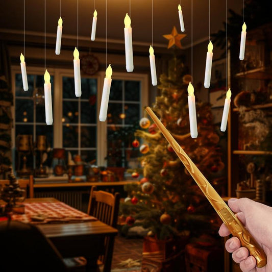 Harry Potter Floating Candles with Wand, 12Pcs Harry Potter Candles, Christmas Decor