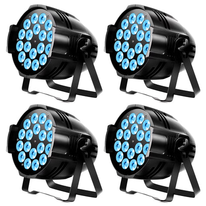 4PCS 200W 18 LED Par Light 4In1 18X8W RGBW Stage Light DMX 512 Control 4/8CH Flat Lighting Christmas DJ Party Disco Lamp