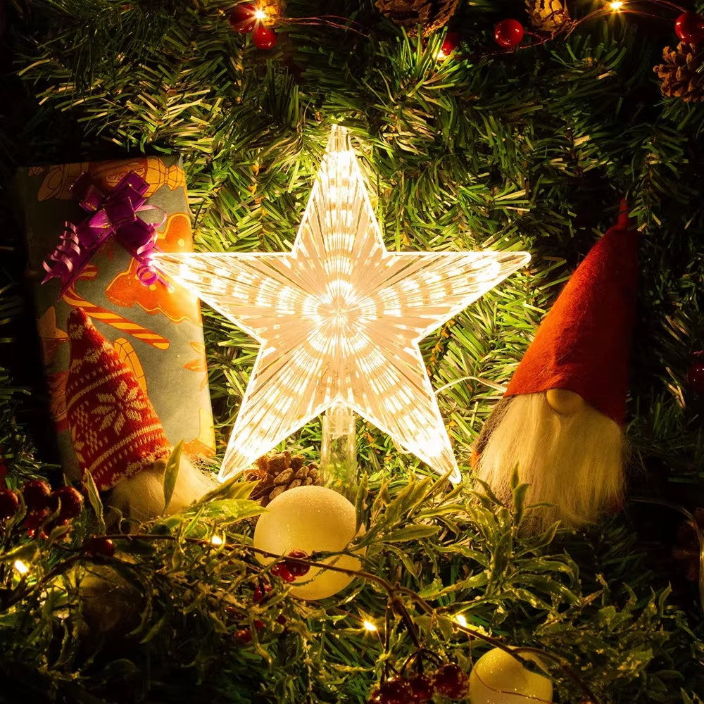 Christmas Star Tree Topper Light Treetop Christmas Decoration Light Bethlehem Star Battery and Plug Powered for Home Decor Party