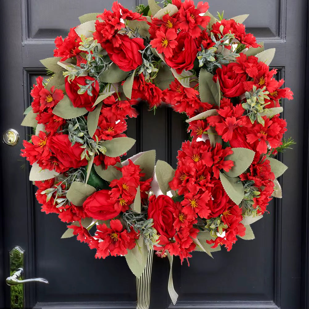 40Cm Artificial Peony Wreath Garland Home Decor Simulation Flowers Wedding Wreath for Front Door Decoration Handmade Garland