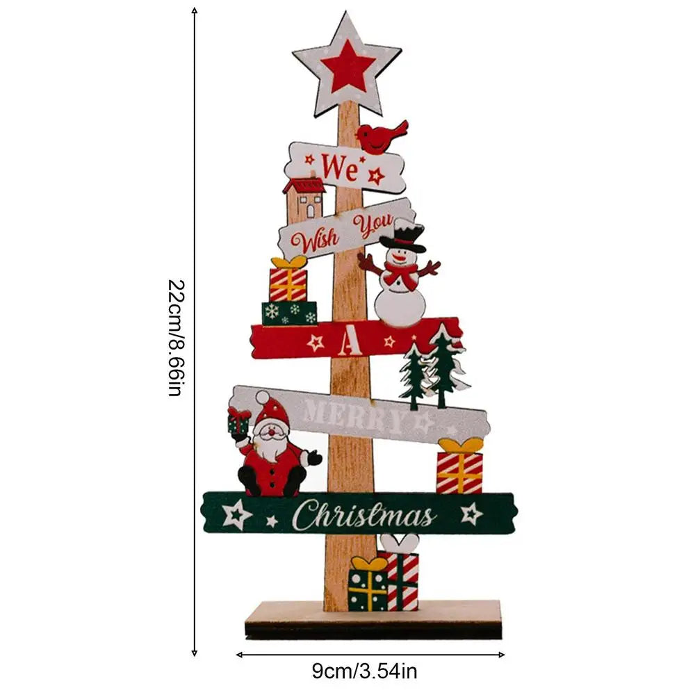 Desktop Christmas Tree Santa Claus DIY Decoration Wooden Christmas Signs Plaque Xmas Decoration 2024 New Years Party Gifts