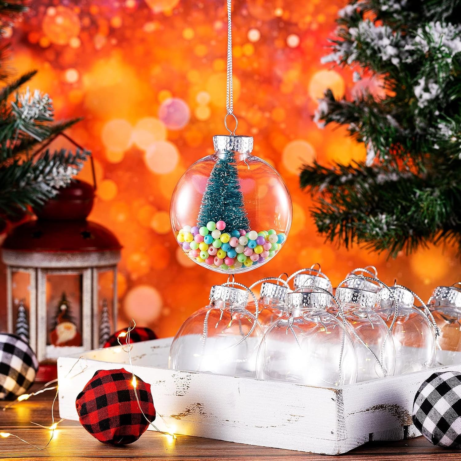 3.15 Inch Clear Christmas Ornament Discs Plastic Fillable Hanging Ornaments Balls DIY Transparent Christmas Ornaments Balls for Christmas Tree Crafting Wedding Home (Silver,24 Pieces)