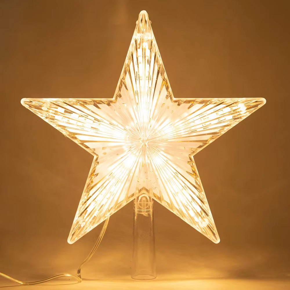 Christmas Star Tree Topper Light Treetop Christmas Decoration Light Bethlehem Star Battery and Plug Powered for Home Decor Party