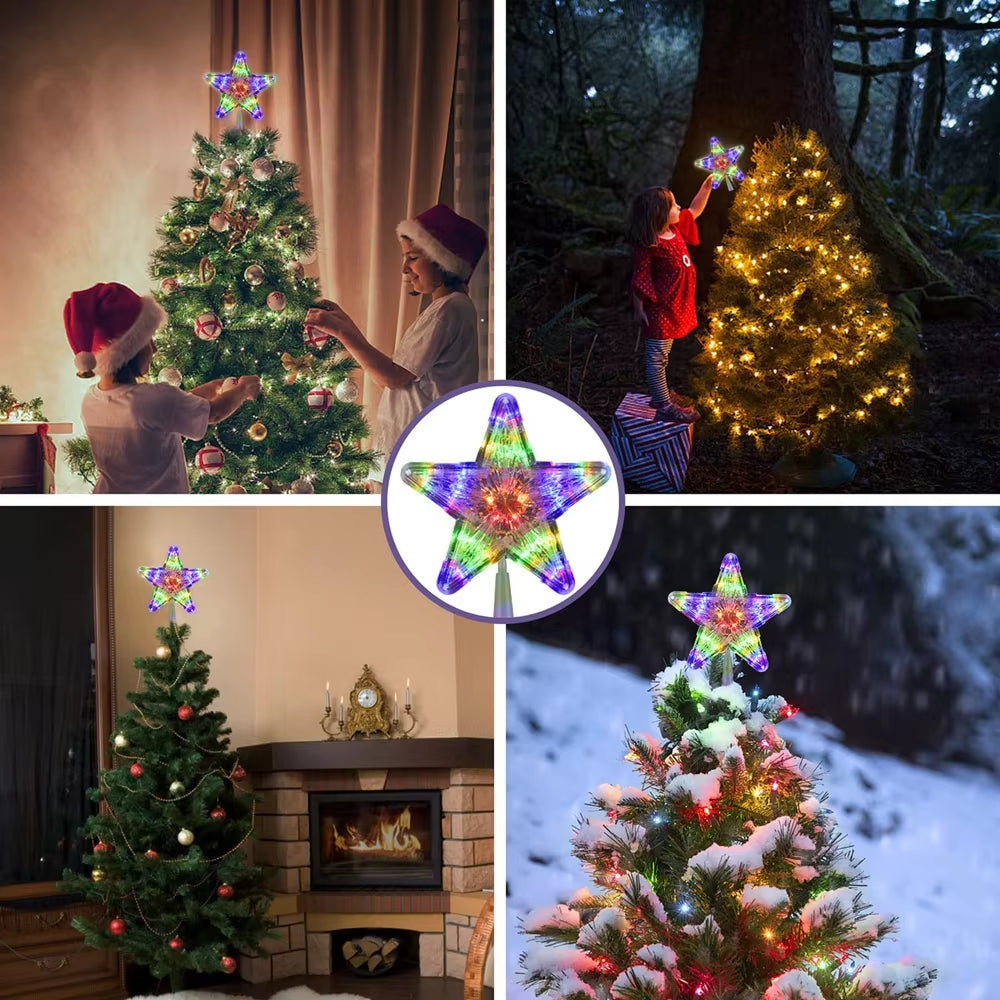 Christmas Star Tree Topper Light Treetop Christmas Decoration Light Bethlehem Star Battery and Plug Powered for Home Decor Party