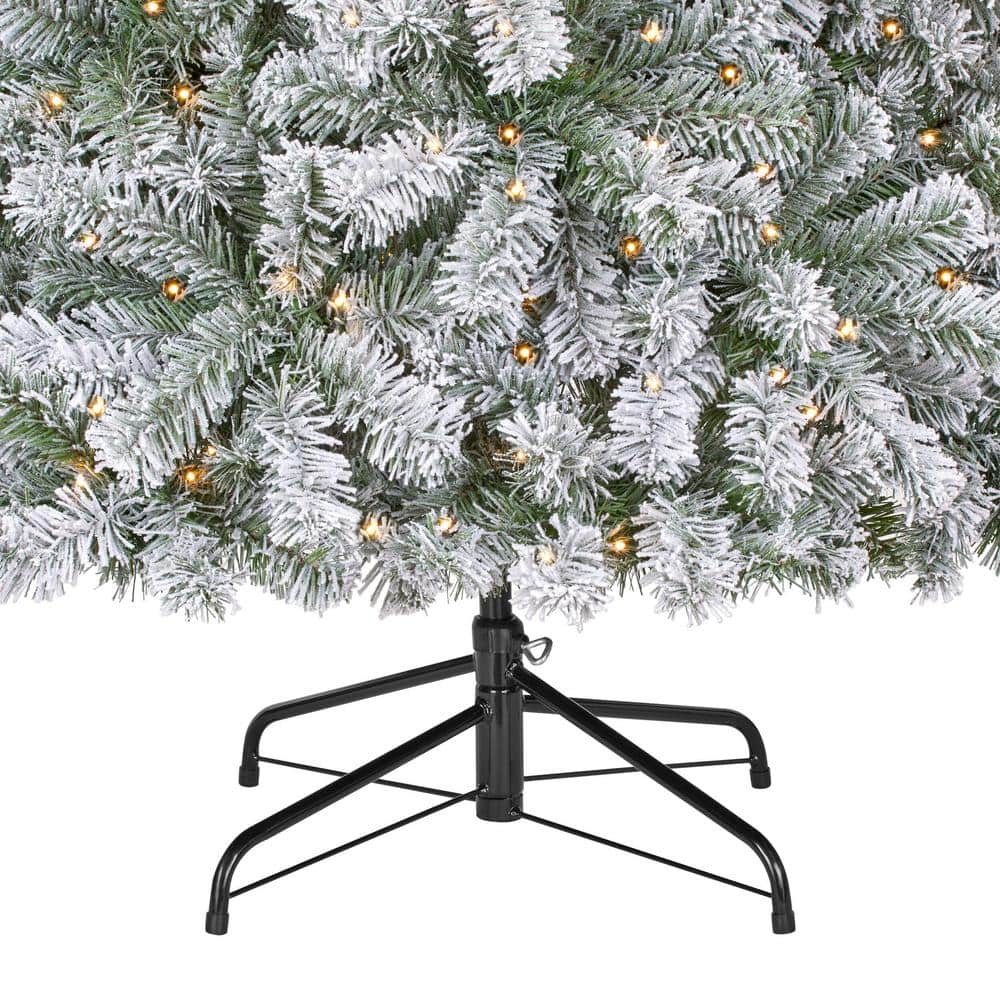 6.5 Ft. Pre-Lit LED Festive Pine Flocked Artificial Christmas Tree