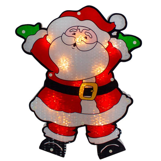 16.25 In. Lighted Holographic Santa Claus Christmas Window Silhouette